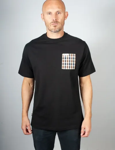 Aquascutum Active Iconic Club Check Pocket T-Shirt | Black
