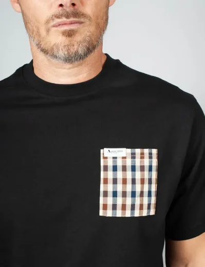 Aquascutum Active Iconic Club Check Pocket T-Shirt | Black