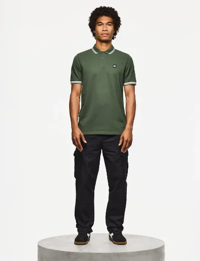 Weekend Offender Levanto Tipped Polo Shirt | Black Forest / Calcium