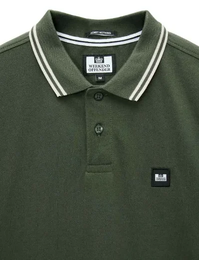 Weekend Offender Levanto Tipped Polo Shirt | Black Forest / Calcium