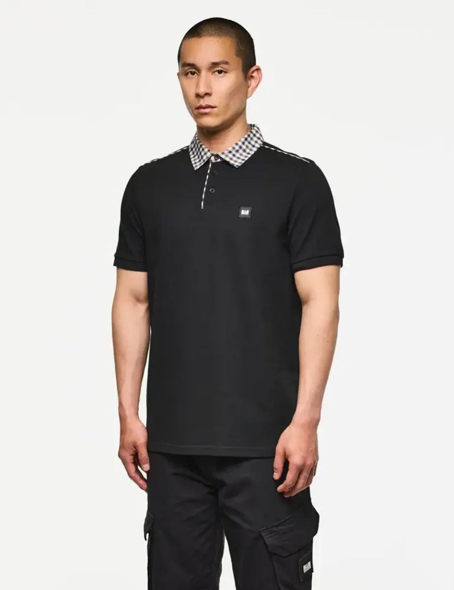 Picture of Weekend Offender Cray Check Collar Polo Shirt | Black