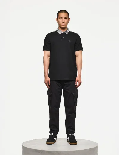 Picture of Weekend Offender Cray Check Collar Polo Shirt | Black