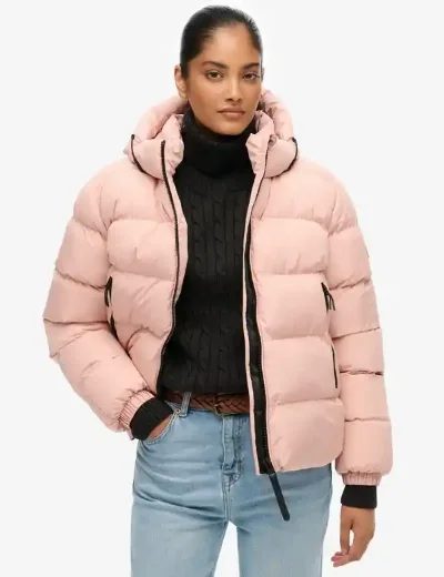 Picture of Superdry Women's Hooded Sports Puffer Jacket | Vintage Blush