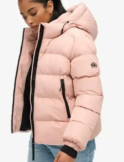 Picture of Superdry Women's Hooded Sports Puffer Jacket | Vintage Blush