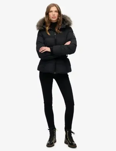 Picture of Superdry Womens Fuji Belted Puffer Jacket | Black