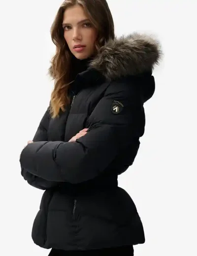 Picture of Superdry Womens Fuji Belted Puffer Jacket | Black