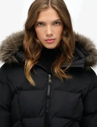 Picture of Superdry Womens Fuji Belted Puffer Jacket | Black