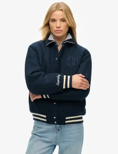 Picture of Superdry Womens Country Club Wool Bomber | Blueberry Navy