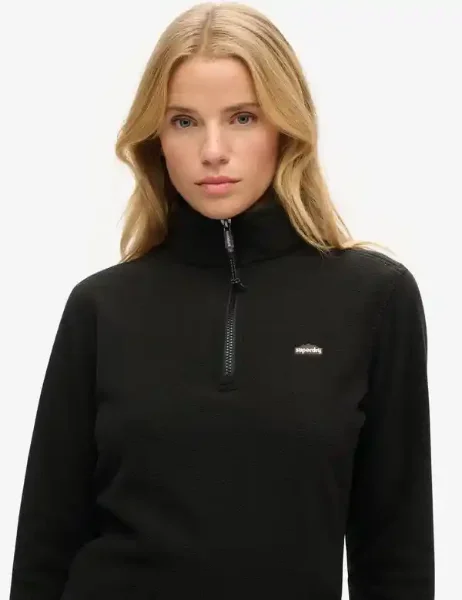Superdry Womens Polar Fleece Half Zip Jumper | Black Superdry Womens Polar Fleece Half Zip Jumper | Black