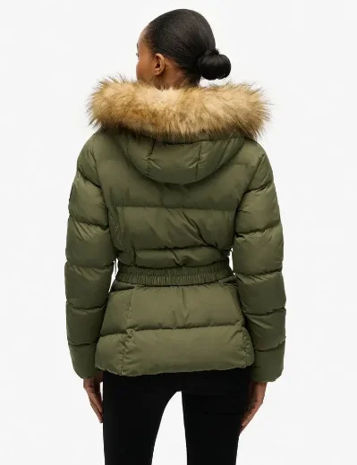 Superdry Womens Fuji Belted Puffer Jacket | Beetle Green