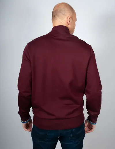 Fred Perry Half Zip Sweatshirt | Oxblood/Ecru/Court Blue