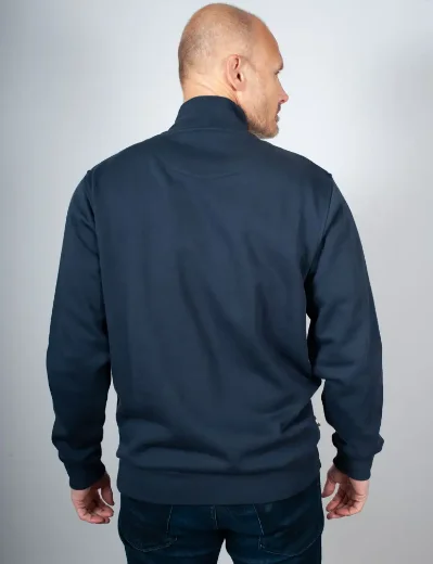 Aquascutum Active Club Check Shoulder 1/4 Zip Sweatshirt / Navy