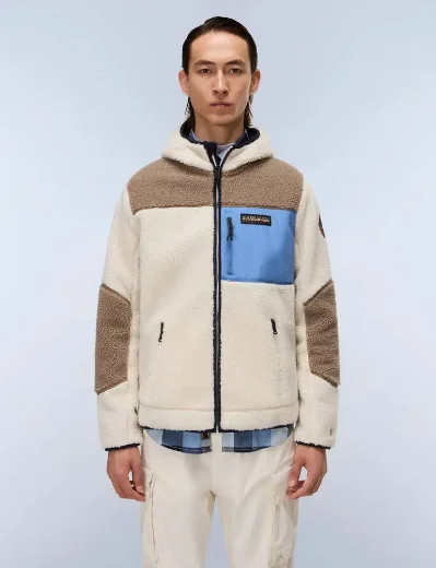 Napapijri Yupik Full Zip Fleece Hoodie | Cream