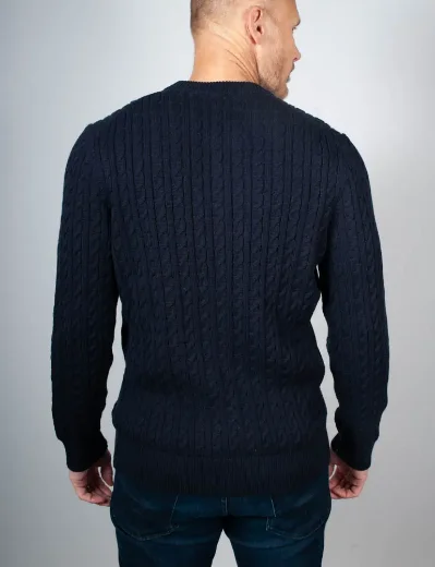 Lacoste Cotton Cable Knit Jumper | Navy