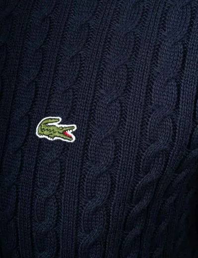 Lacoste Cotton Cable Knit Jumper | Navy