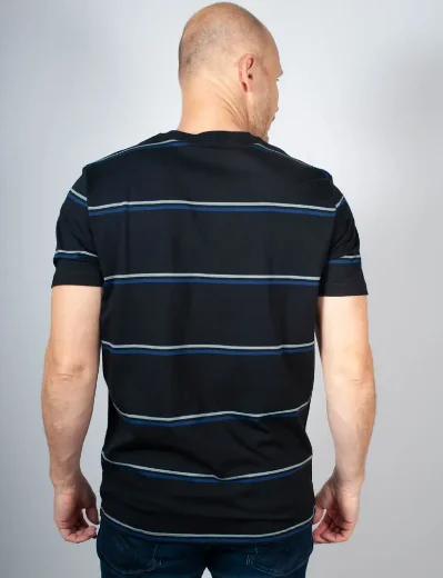 Fred Perry Fine Stripe T-Shirt | Black / Blue