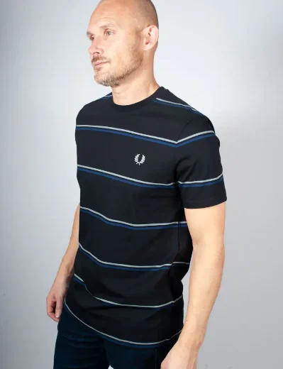 Fred Perry Fine Stripe T-Shirt | Black / Blue