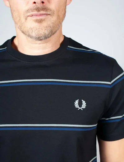 Fred Perry Fine Stripe T-Shirt | Black / Blue