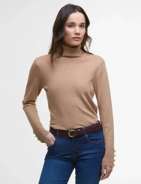 STYLE: LKN1690BE12 Barbour Womens Corbridge Rollneck Jumper | Camel