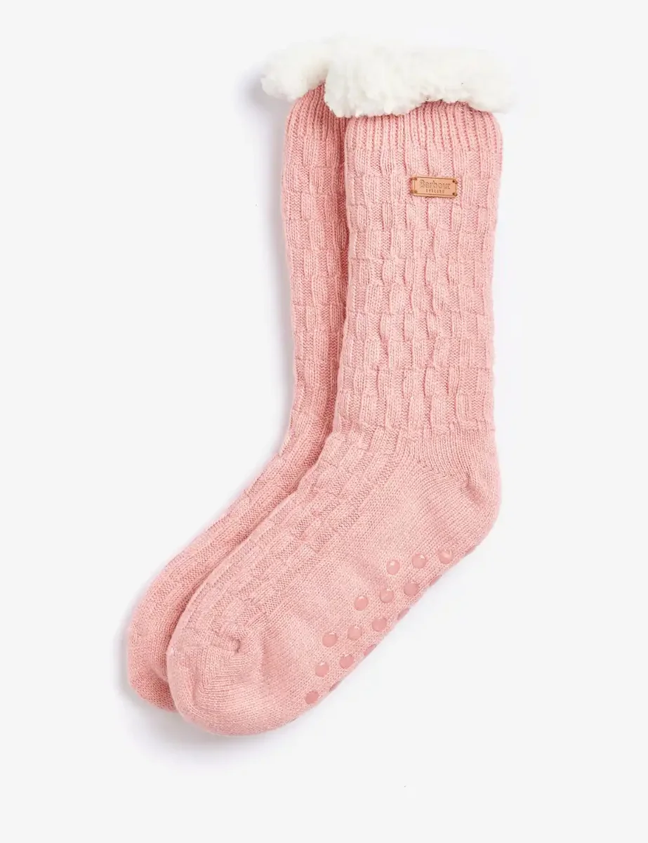 Barbour Womens Cable Knit Socks | Rose Pink
