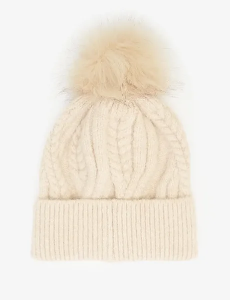 Barbour Elsdon Cable-Knit Beanie | Eggshell Barbour Elsdon Cable-Knit Beanie | Eggshell