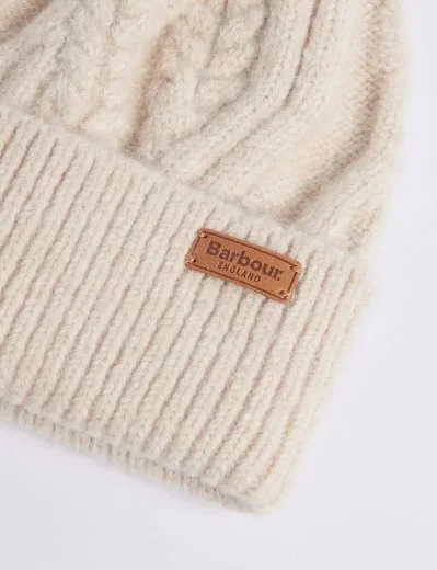 Barbour Elsdon Cable-Knit Beanie | Eggshell