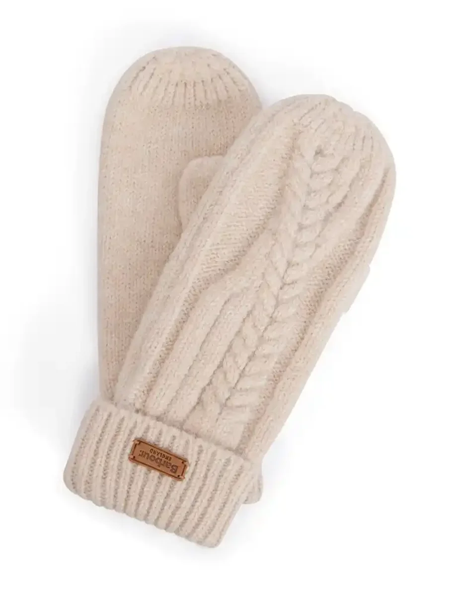 Barbour Women's Elsdon Cable-Knit Mittens | Eggshell