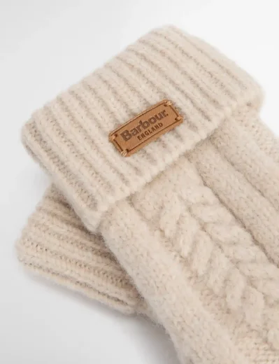 Barbour Women's Elsdon Cable-Knit Mittens | Eggshell