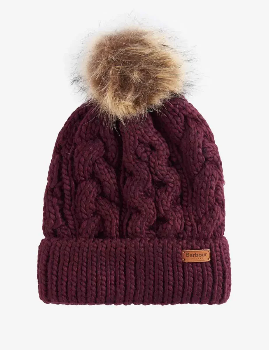 Barbour Women's Penshaw Cable Knit Beanie | Bordeaux