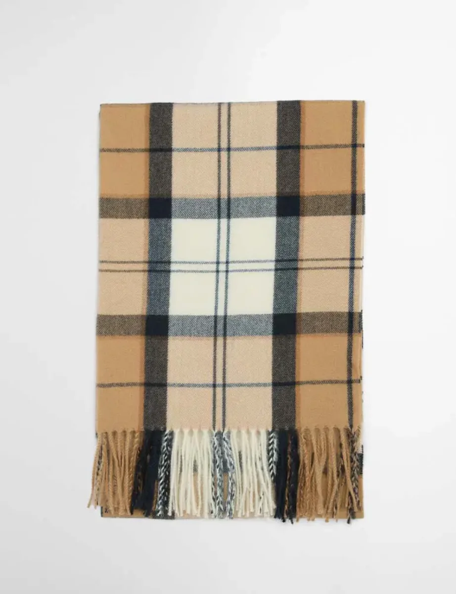 Barbour Womens Hailes Tartan Scarf | Hessian Navy Tartan