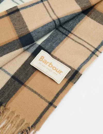 Barbour Womens Hailes Tartan Scarf | Hessian Navy Tartan