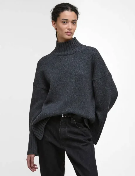 Barbour Serena High Neck Knit Jumper | Charcoal Barbour Serena High Neck Knit Jumper | Charcoal