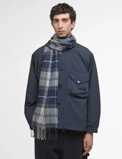 Barbour Galingale Tartan Scarf | Grey Midnight Tartan