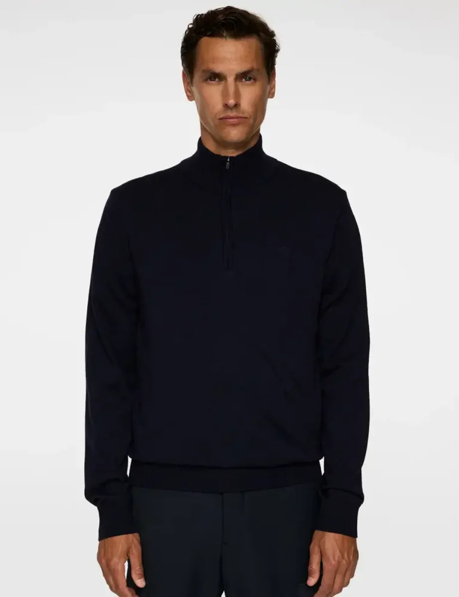 J.Lindeberg Kiyan Merino Quarter Zip | Navy