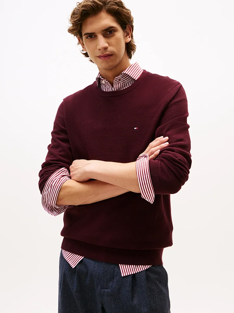 Tommy Hilfiger Essential Structure Crew Neck | Burgundy