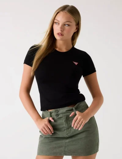 Guess Mini Triangle Logo T-Shirt | Black
