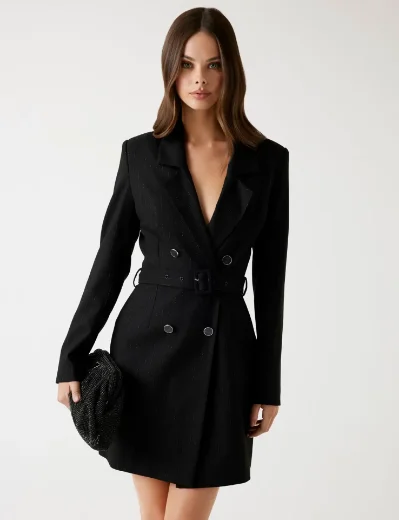 Guess Zanita Stripe Blazer Dress | Black\Silver