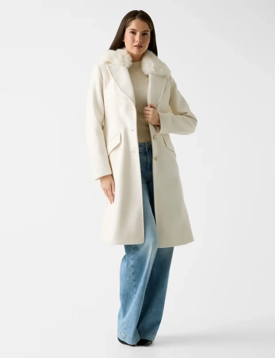 Guess Patrice Wool-blend belted coat | White