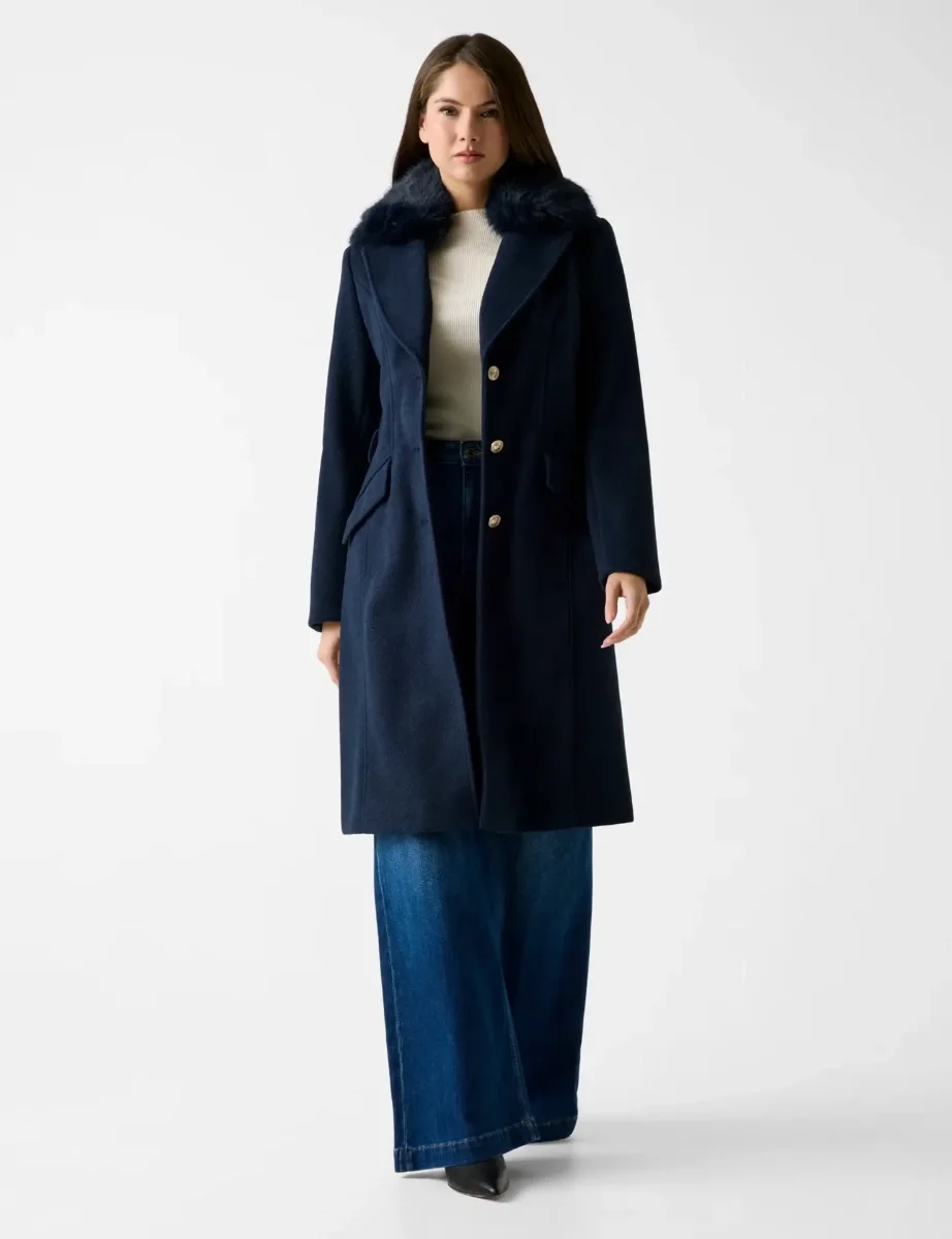 Guess Patrice Wool-blend belted coat | Dark Blue