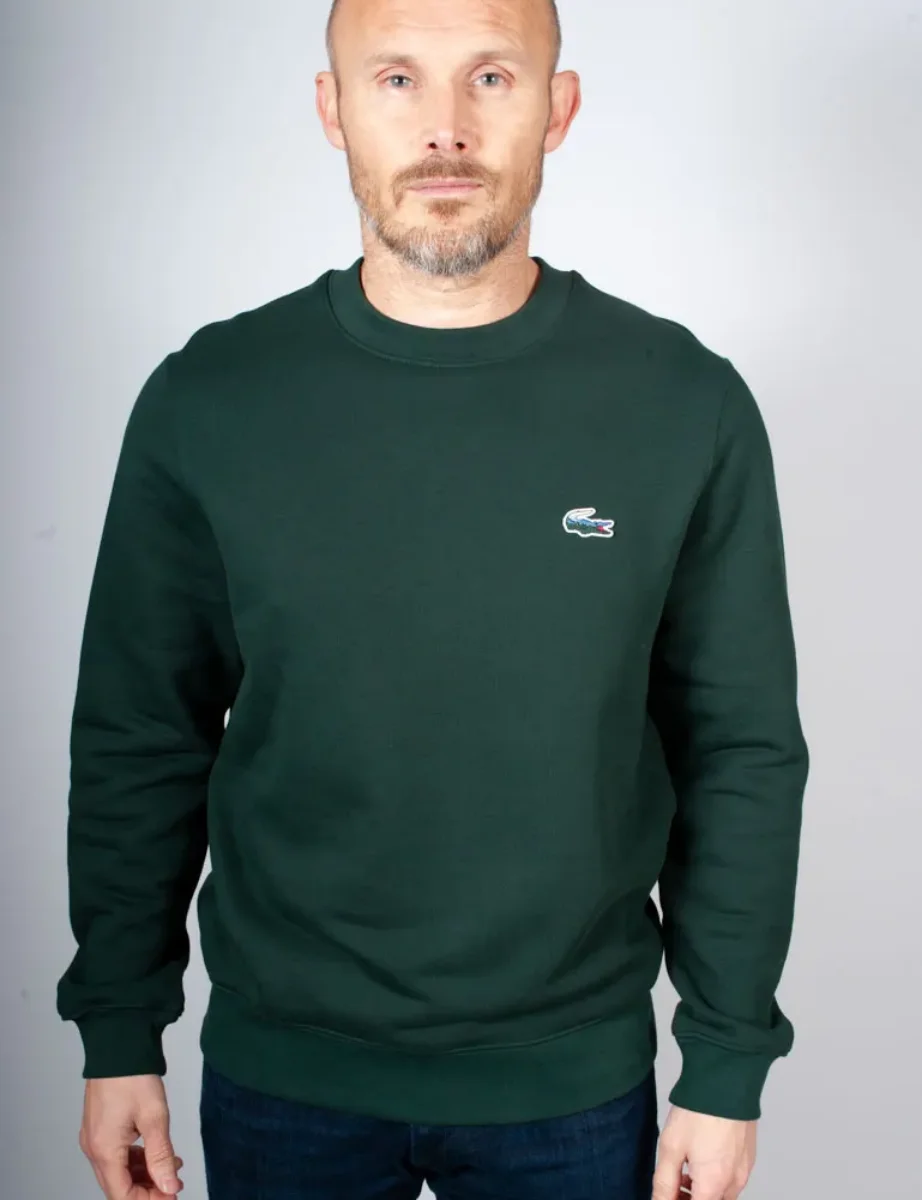 Lacoste Landscape Crocodile Fleece Sweatshirt | Dark Green