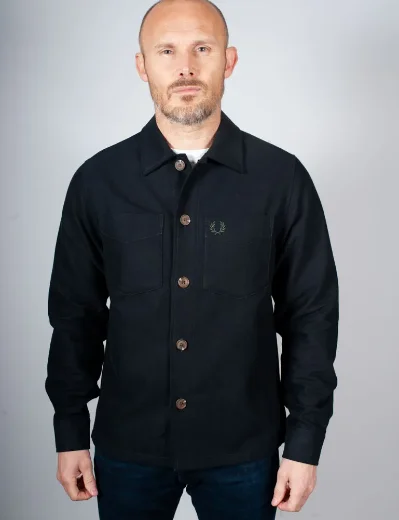 Fred Perry Brushed Twill Overshirt | Black