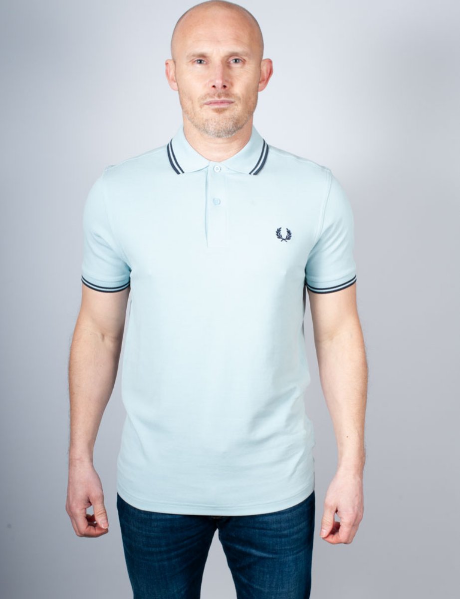 Fred Perry Twin Tipped Polo Shirt | Ecru / Stockport Blue