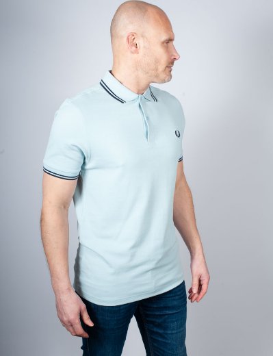 Fred Perry Twin Tipped Polo Shirt | Ecru / Stockport Blue