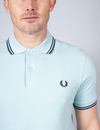 Fred Perry Twin Tipped Polo Shirt | Ecru / Stockport Blue