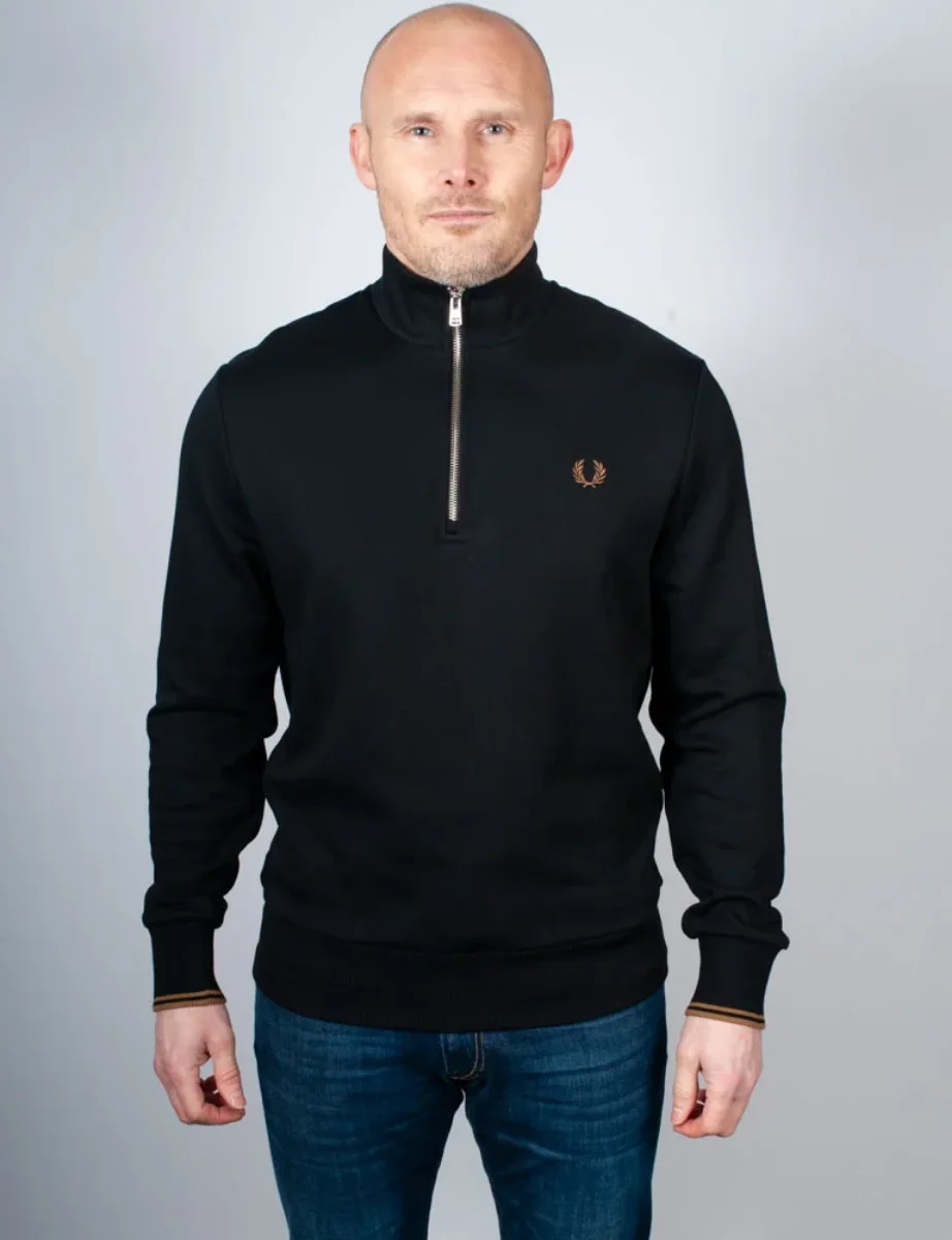 Fred Perry Half Zip Sweatshirt | Black / Shaded Stone
