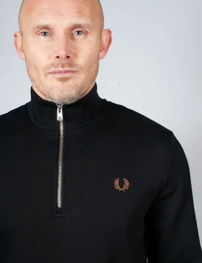 Fred Perry Half Zip Sweatshirt | Black / Shaded Stone