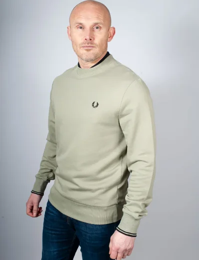 Fred Perry Crew Neck Sweatshirt | Seagrass/Black