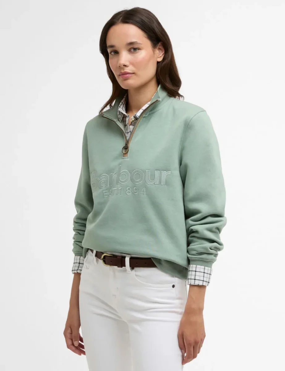 Barbour Women's Cynthia Half Zip Sweat | Blue Sage