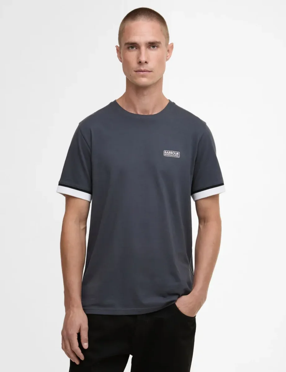 Barbour International Deep Cuff Evan Tipped T-Shirt | Storm Grey