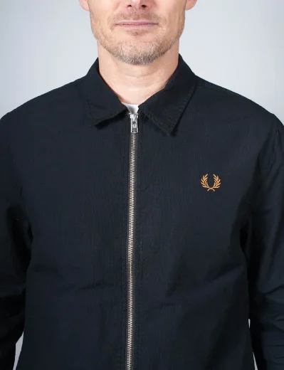 Fred Perry Seersucker Zip Through Overshirt | Black